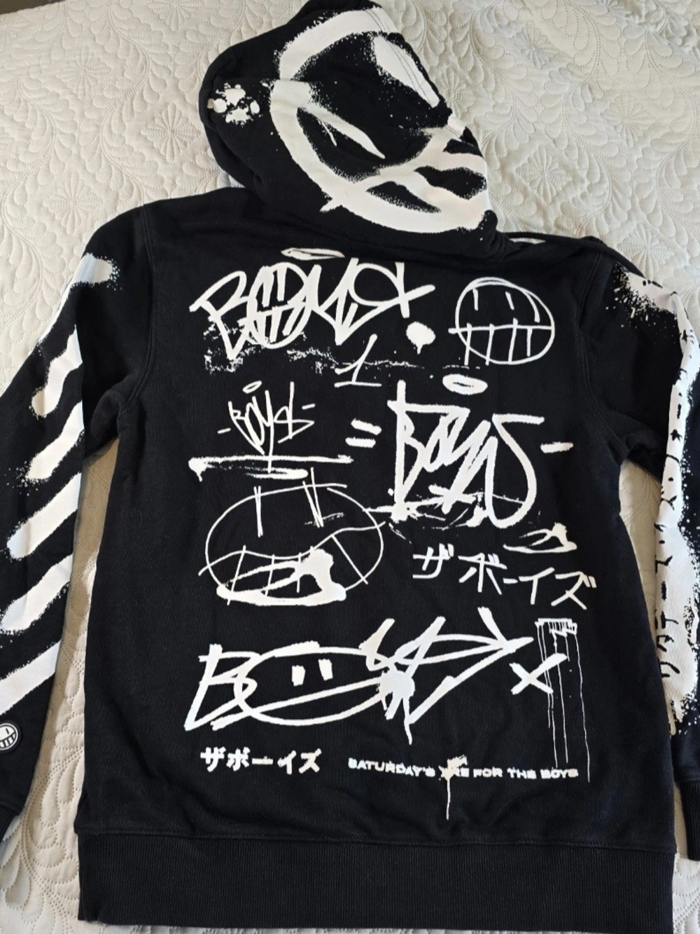 The Boys MENS Street Vandal Graffiti Hoodie Black Size S Graphic Streetwear EUC